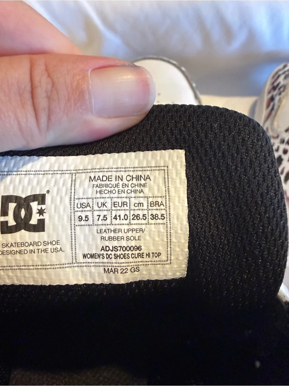 DC Cure Hi White High-Top Sneakers with Pink Leopard Accents